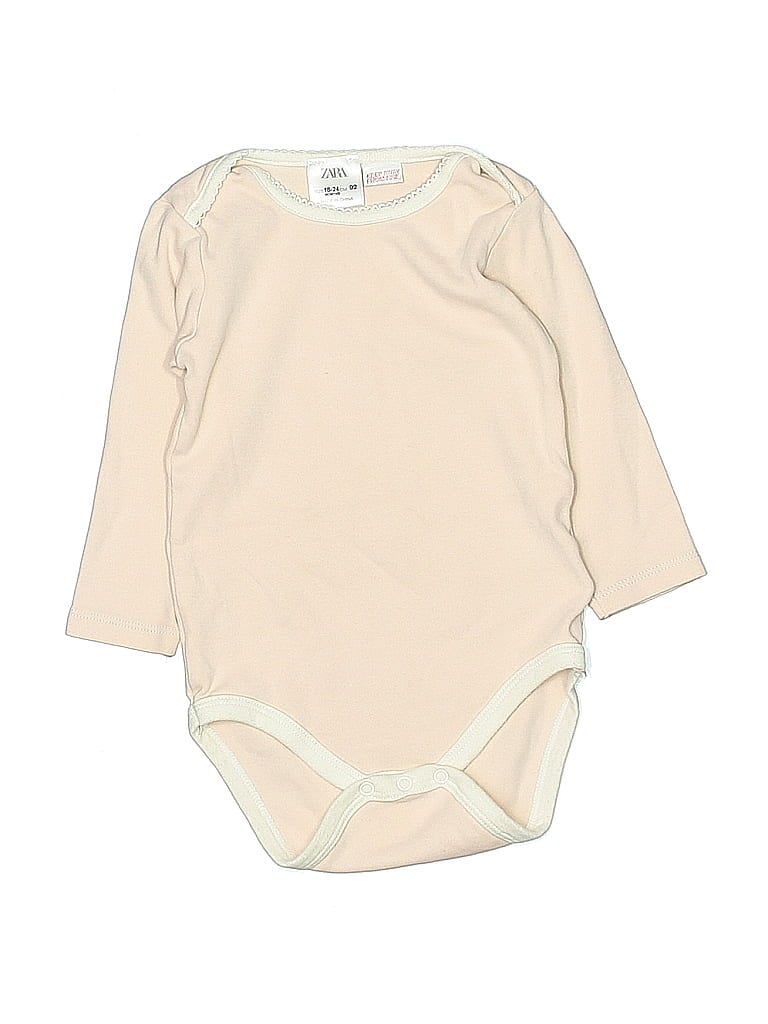 Zara Baby 100% Cotton Ivory Long Sleeve Onesie Size 18-24 mo - photo 1