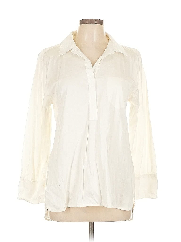 Pre-owned Gstq 3/4 Sleeve Blouse In White