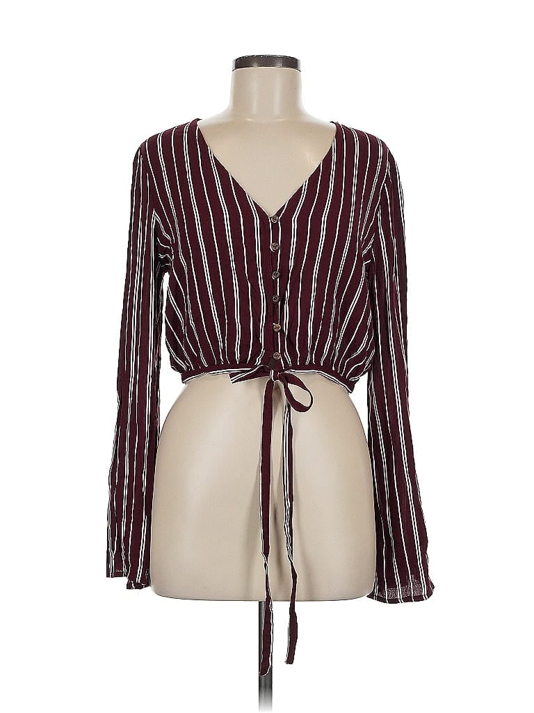 Pre-owned La Hearts Long Sleeve Blouse In Burgundy