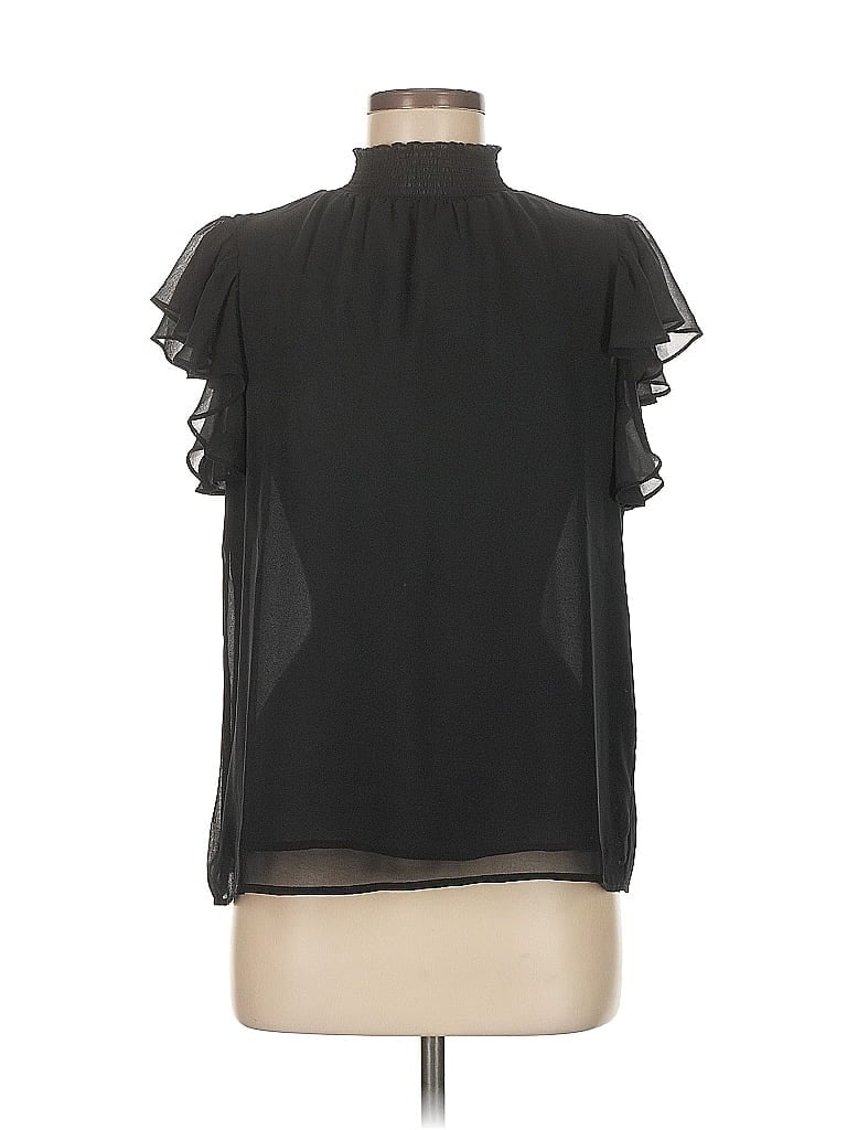 Pre-owned 1.state Short Sleeve Blouse In Black