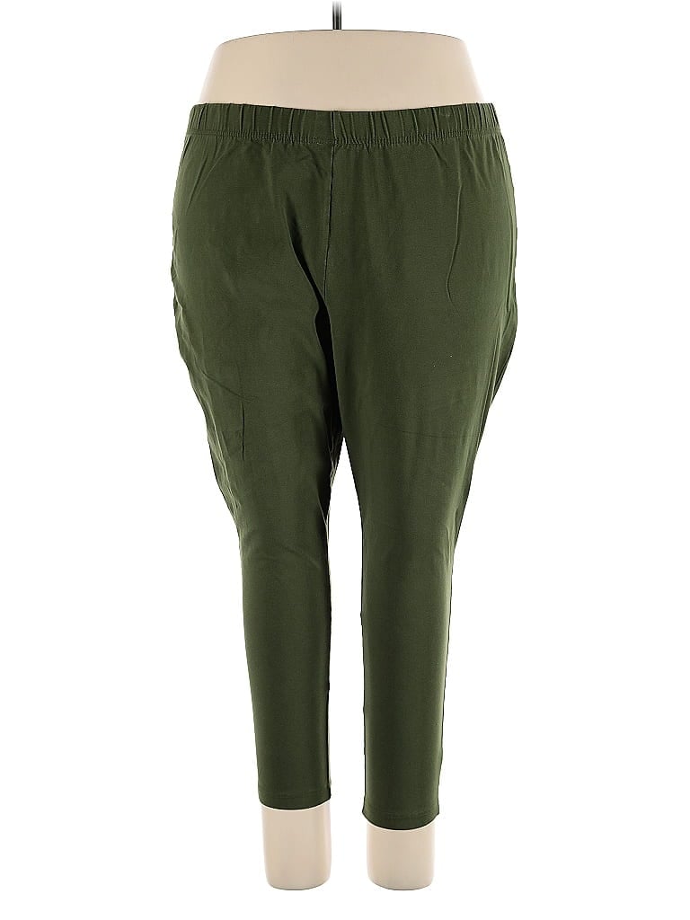 Roaman's Solid Green Casual Pants Size 30 (3X) - photo 1