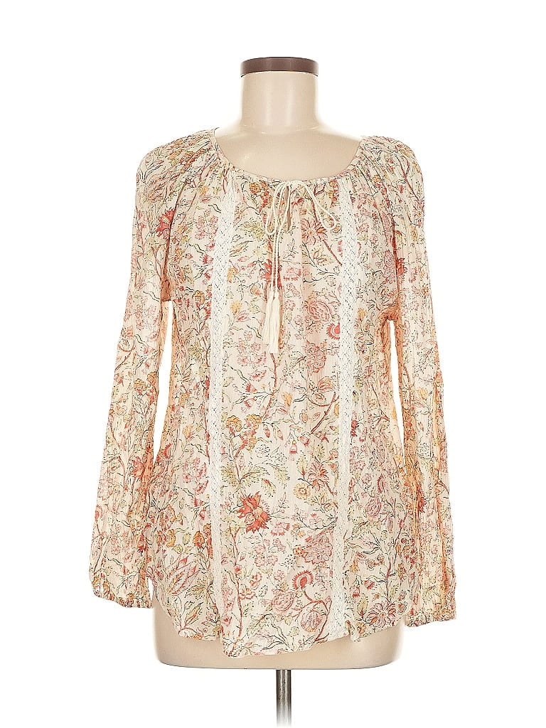 Pre-owned Chaps Long Sleeve Blouse In White