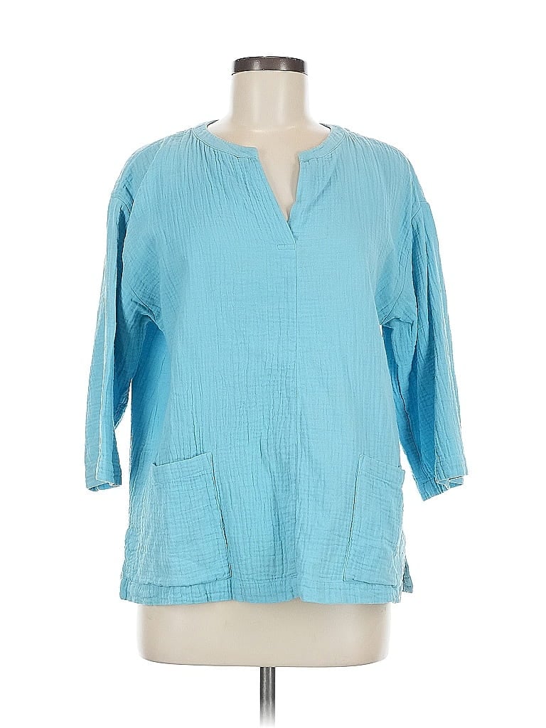 Pre-owned Soft Surroundings 3/4 Sleeve Blouse In Blue