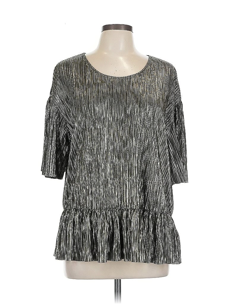 Eri + Ali Silver 3/4 Sleeve Blouse Size L - photo 1