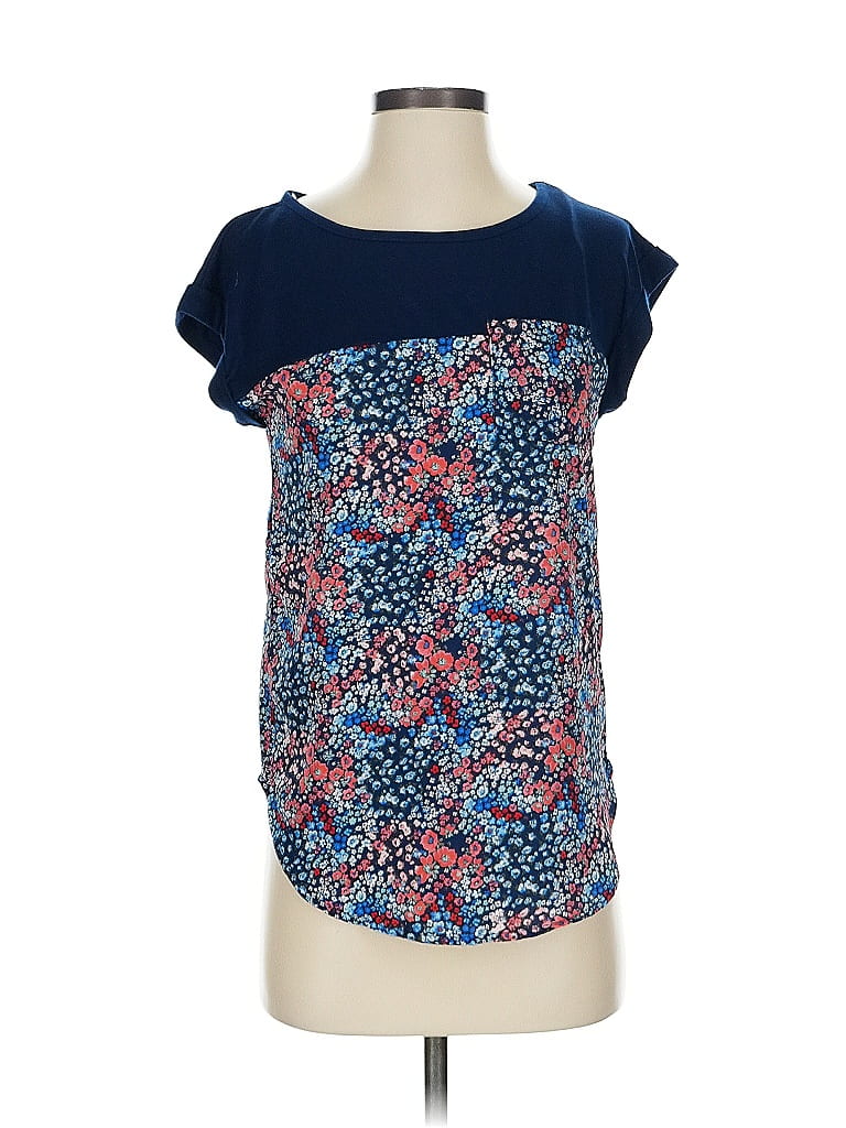 Pre-owned Rewind Short Sleeve Top Blue Scoop Neck Tops