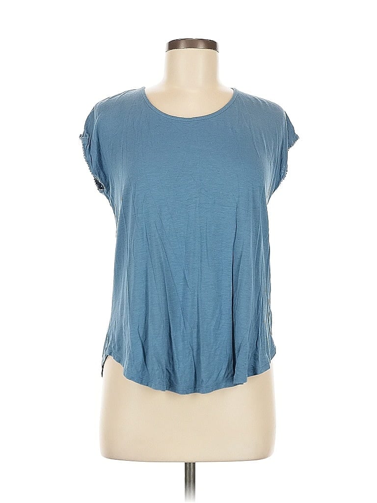 Pre-owned Bobeau Short Sleeve Top Blue Scoop Neck Tops