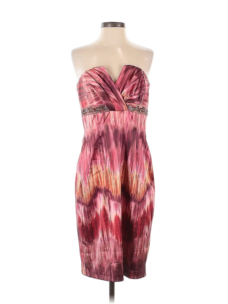 David Meister Tie-dye Burgundy Cocktail Dress Size 8 - photo 1