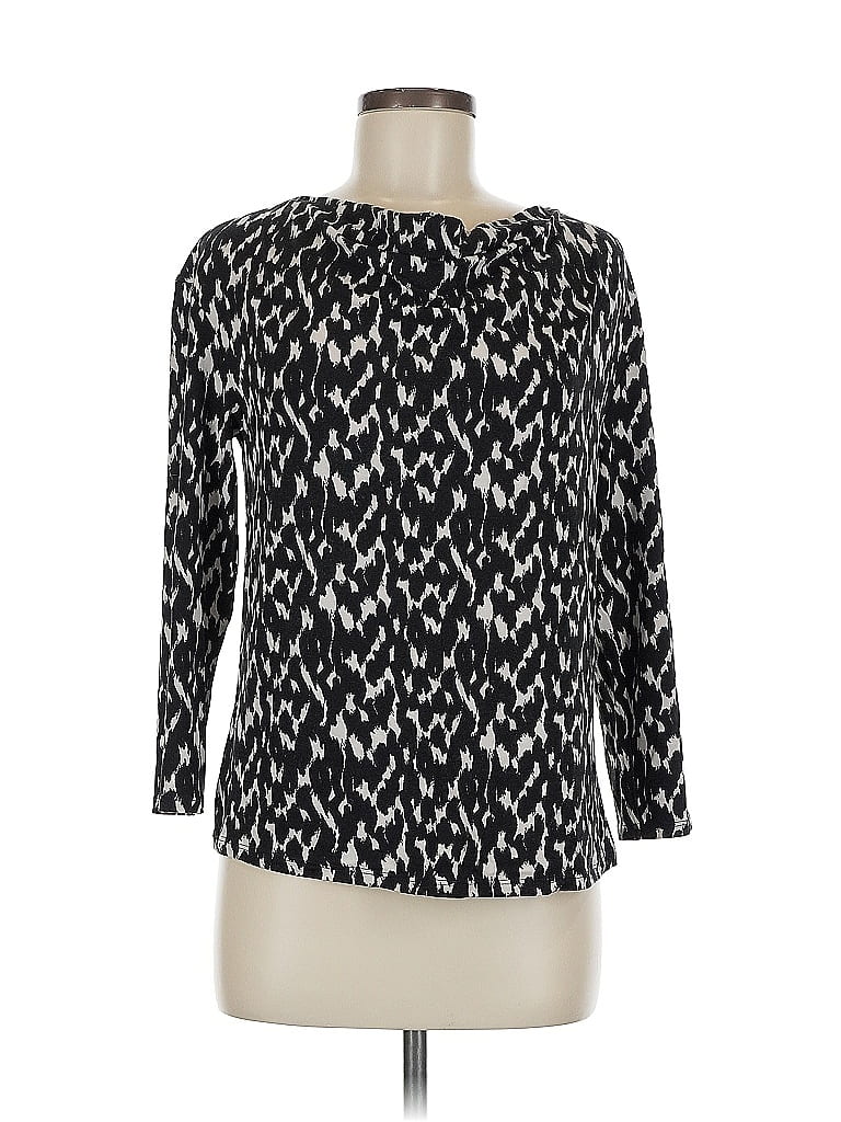 Pre-owned Saint + Sofia Long Sleeve Blouse In Black