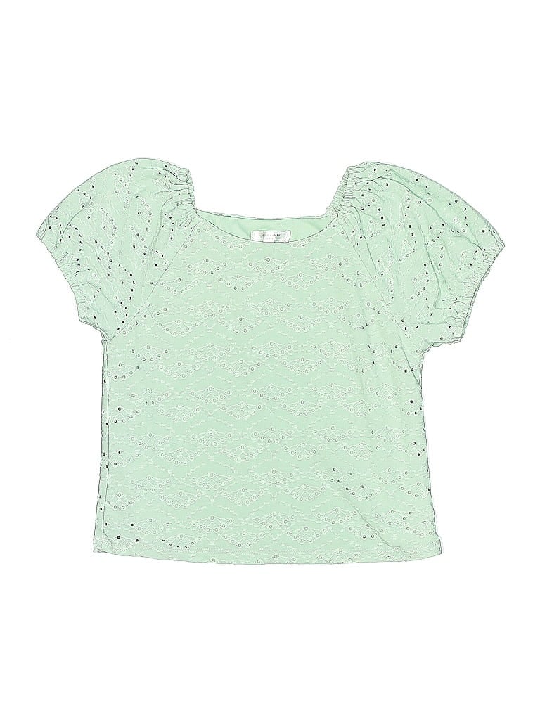 Pre-owned Tahari Kids' Short Sleeve Top Green Sweetheart Neckline Tops