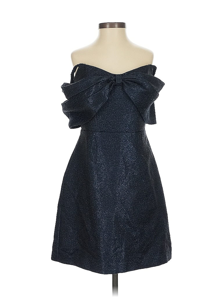 ML Monique Lhuillier 100% Polyester Metallic Blue Cocktail Dress Size 4 - photo 1