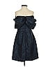 ML Monique Lhuillier 100% Polyester Metallic Blue Cocktail Dress Size 4 - photo 2
