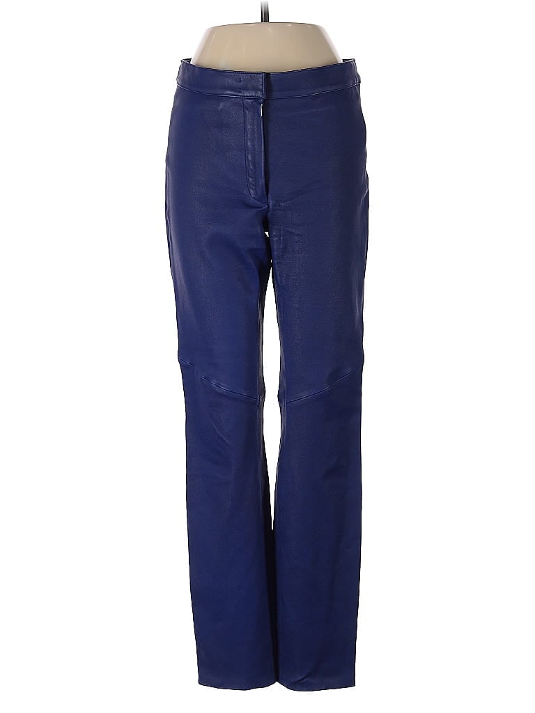 Escada 100% Leather Blue Purple Leather Pants Size EU 32 / US 2 - photo 1