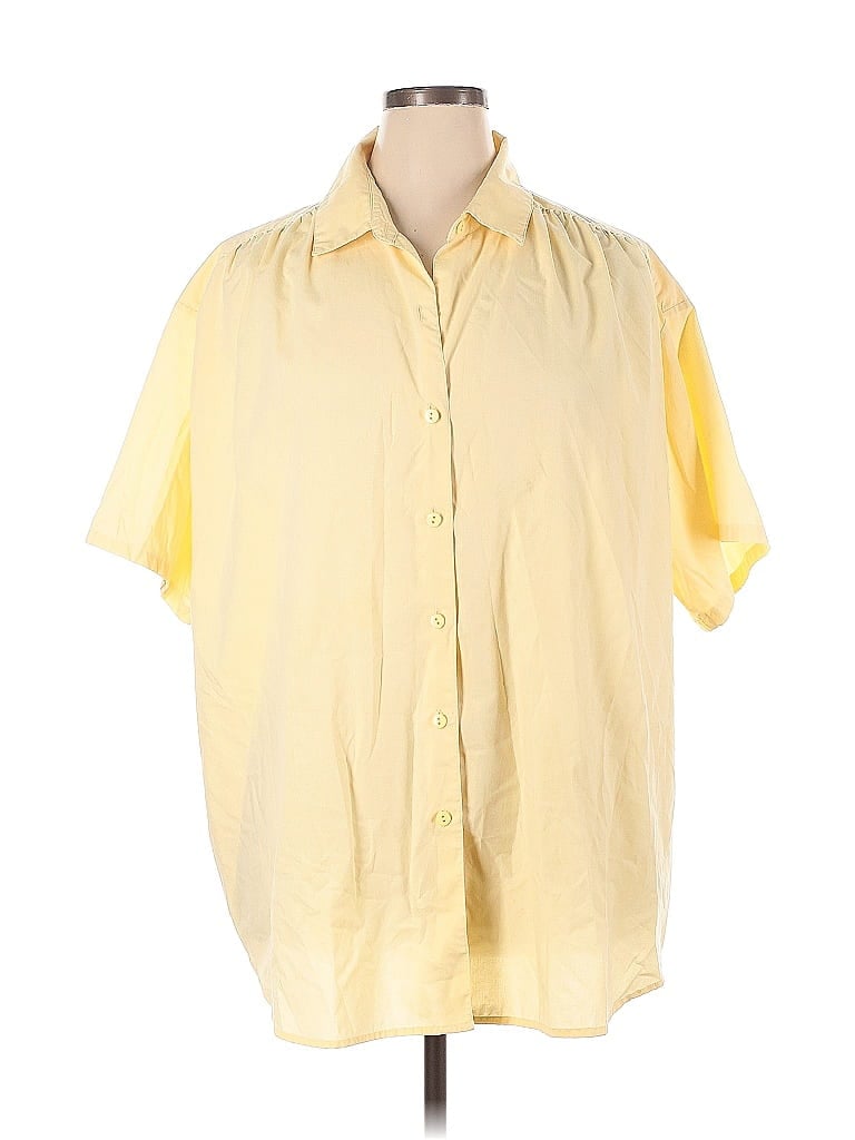 Roaman's Yellow Short Sleeve Button-Down Shirt Size 22 (1X) - photo 1