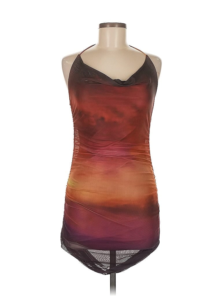 Motel 100% Polyester Tie-dye Brown Cocktail Dress Size 6 - photo 1