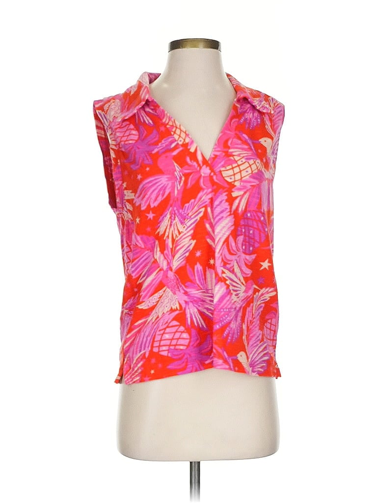 Pre-owned Sigrid Olsen Tank Top Pink Plunge Neckline Tops
