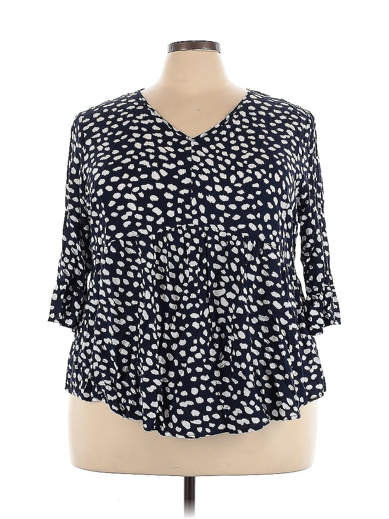 Agnes Orinda 100% Viscose Blue 3/4 Sleeve Blouse Size 3X - photo 1
