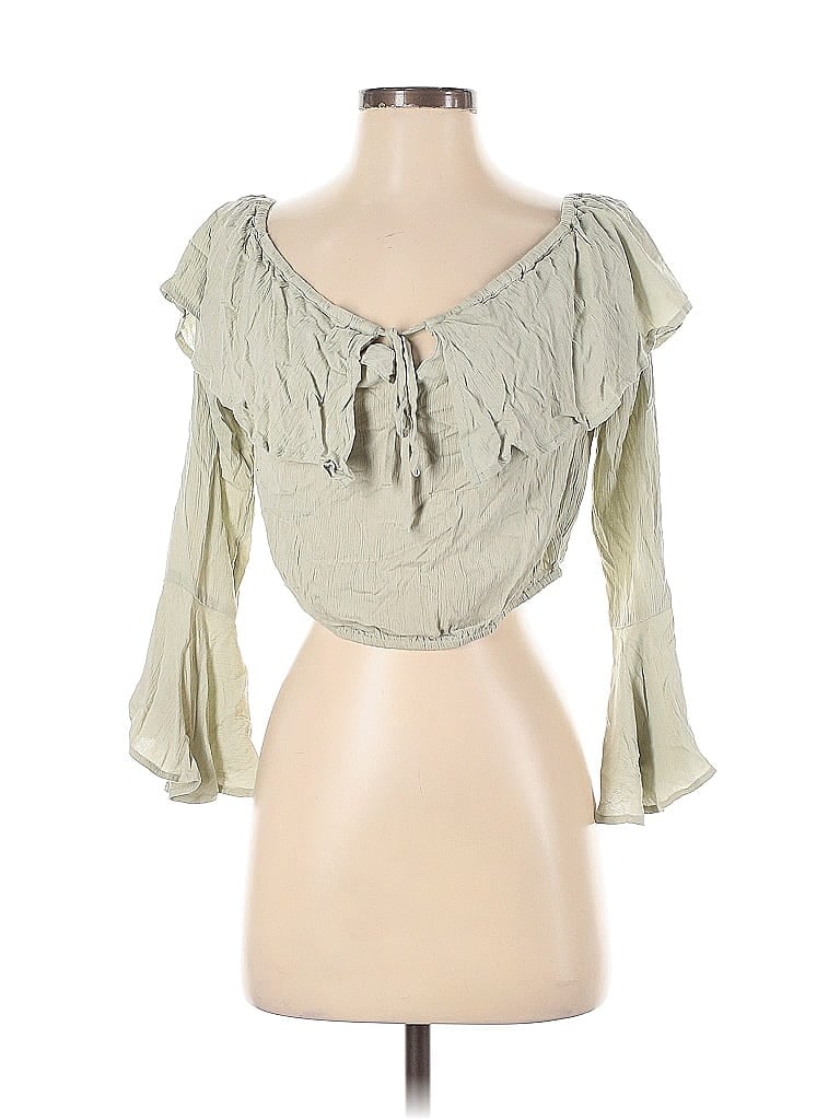 Pre-owned Amuse Society 3/4 Sleeve Blouse In Green