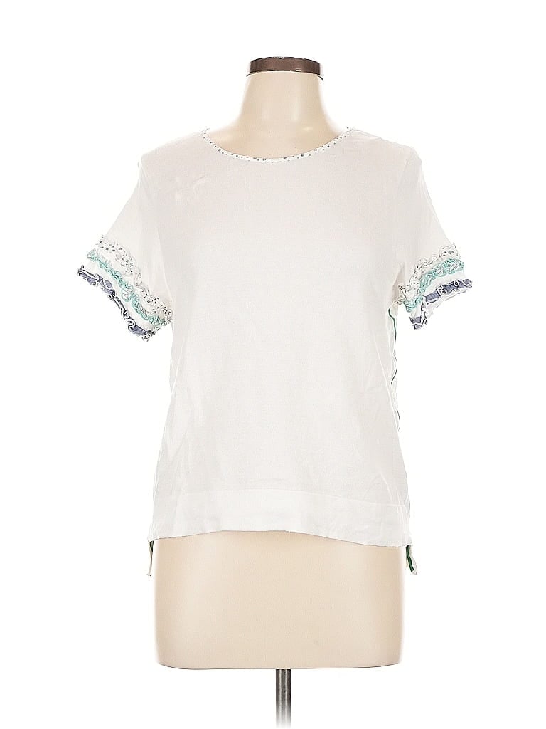 Pre-owned Tricot Chic Short Sleeve Top White Crew Neck Tops
