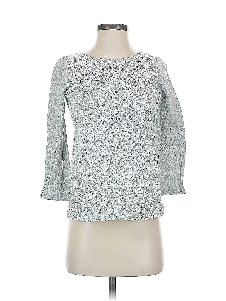 Pre-owned J.crew Factory Store 3/4 Sleeve Top Silver Square Neckline Tops