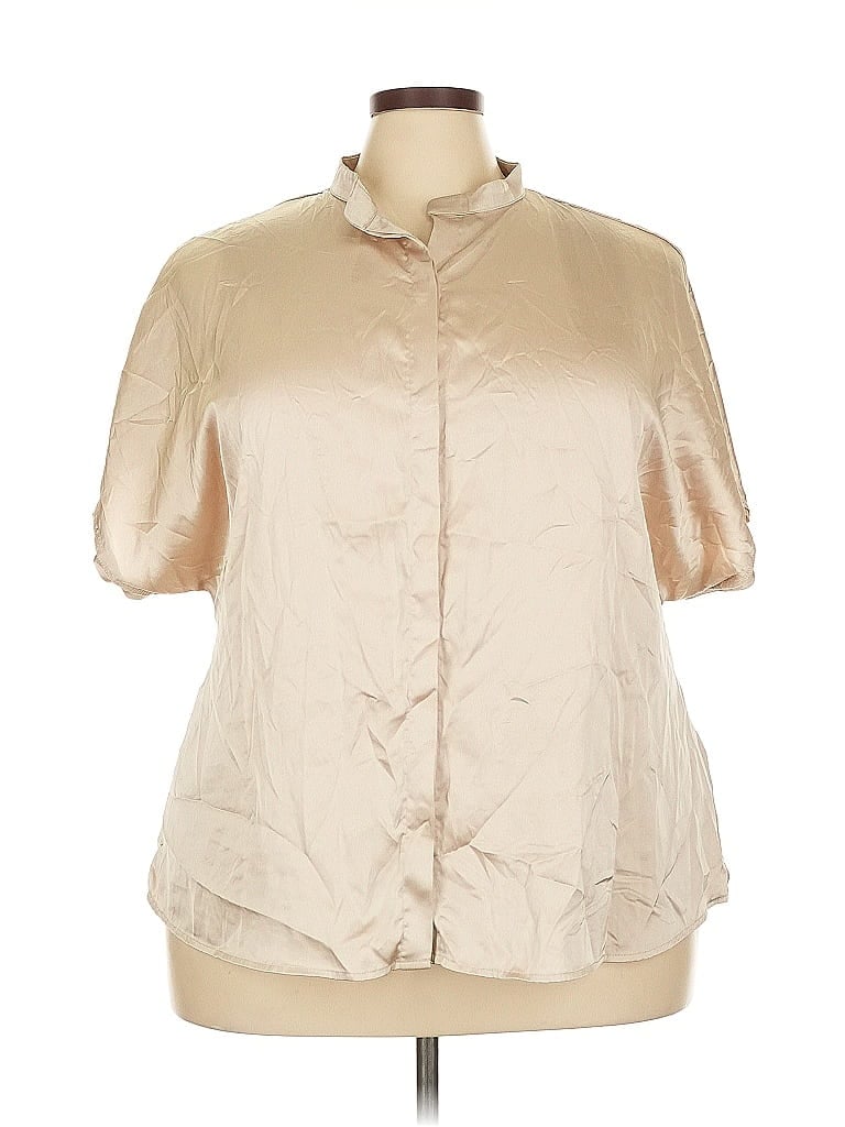 Pre-owned Shein Curve Short Sleeve Blouse In White