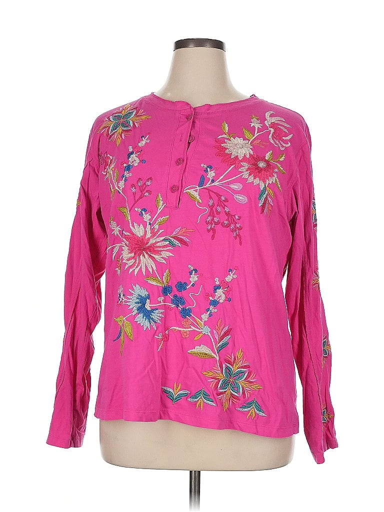 Johnny Was 100% Cotton Pink Long Sleeve Blouse Size XL - photo 1
