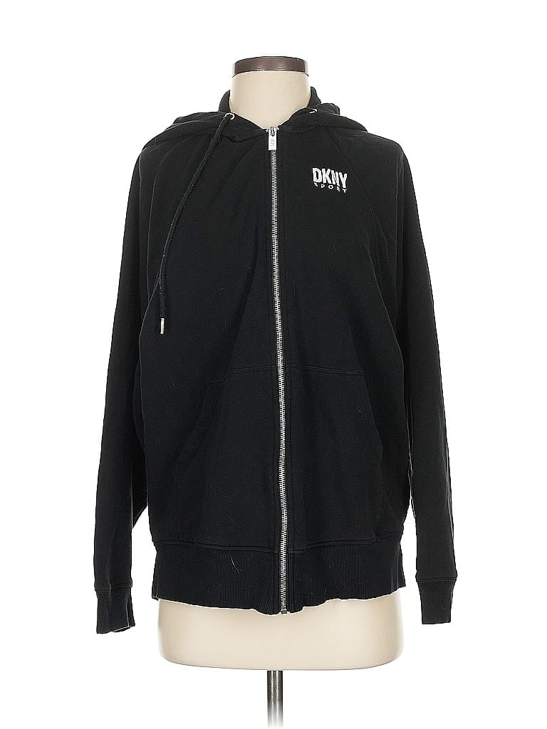 Pre-owned Dkny Sport Zip Up Hoodie In Black