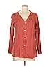 LOGO by Lori Goldstein Brown Long Sleeve Button-Down Shirt Size M - photo 1