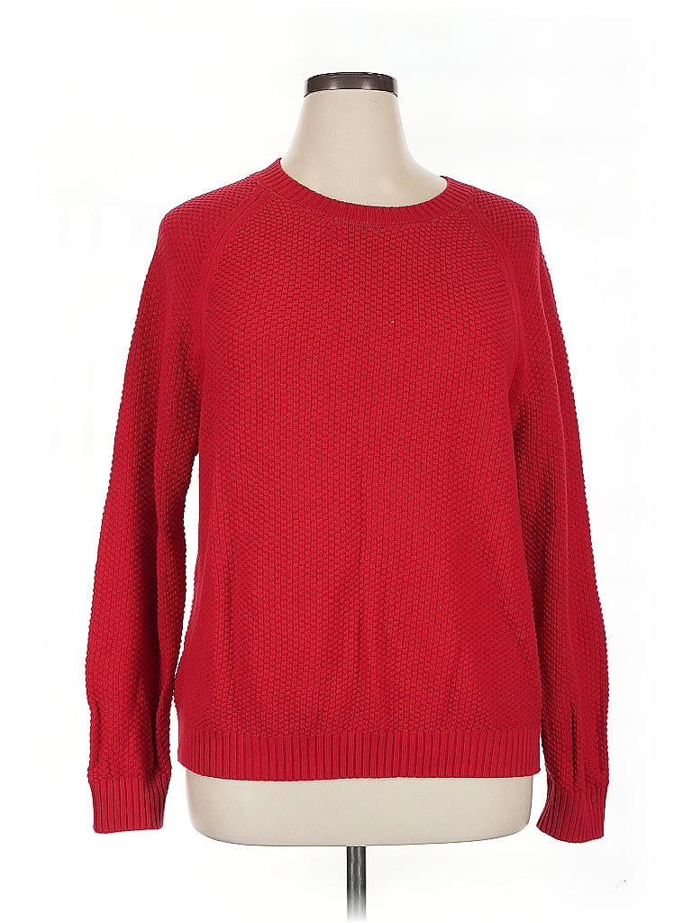 Ann Taylor LOFT 100% Cotton Solid Red Pullover Sweater Size XL - photo 1