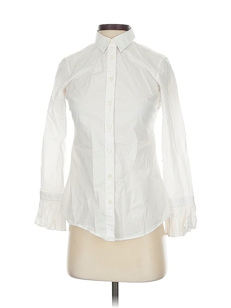 Pre-owned Banana Republic Long Sleeve Blouse In White
