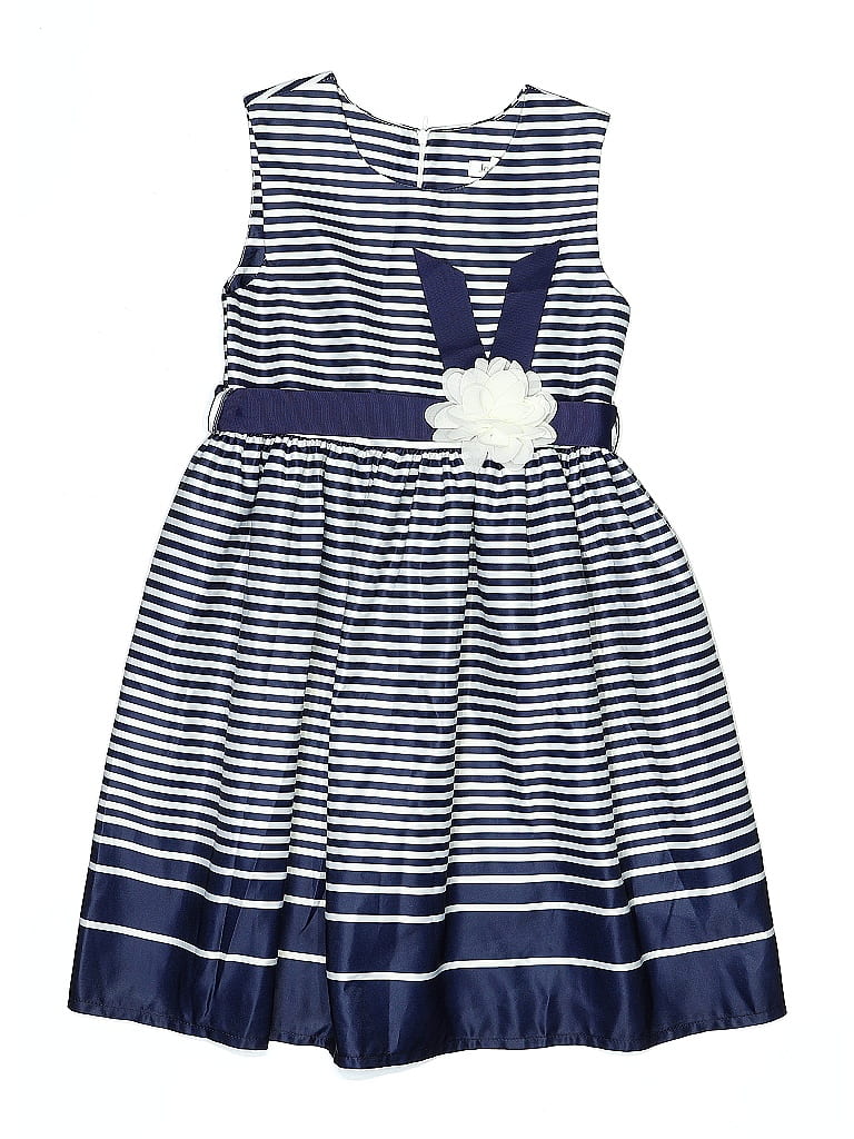 Disney 100% Polyester Stripes Blue Dress Size 7 - photo 1
