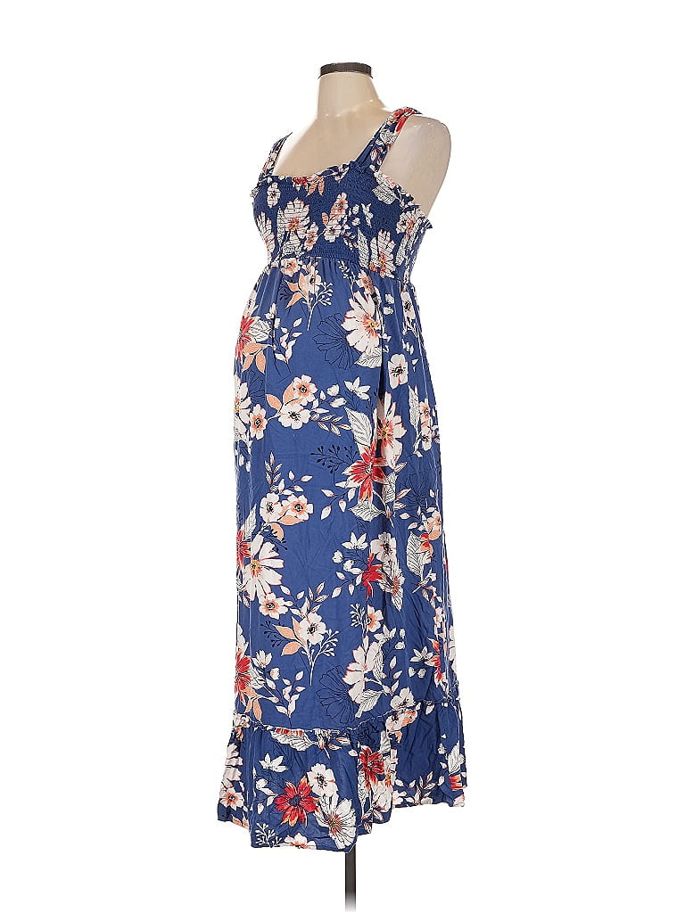 Isabel Maternity 100% Rayon Floral Blue Casual Dress Size L - photo 1