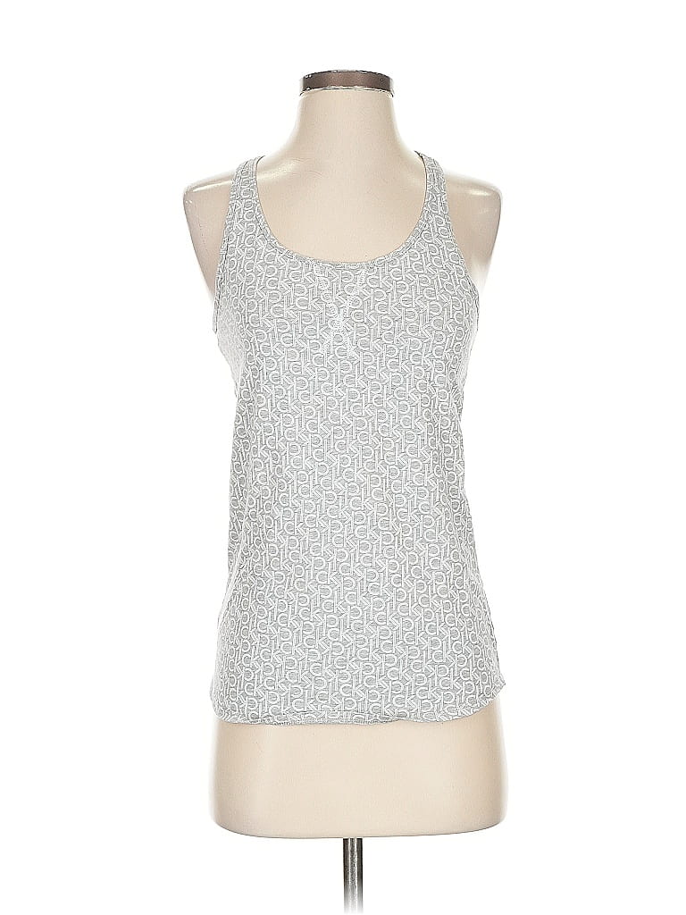 Pre-owned Calvin Klein Tank Top Silver Halter Neckline Tops