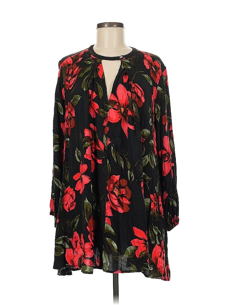 Akira 100% Rayon Floral Black Long Sleeve Blouse Size M - photo 1