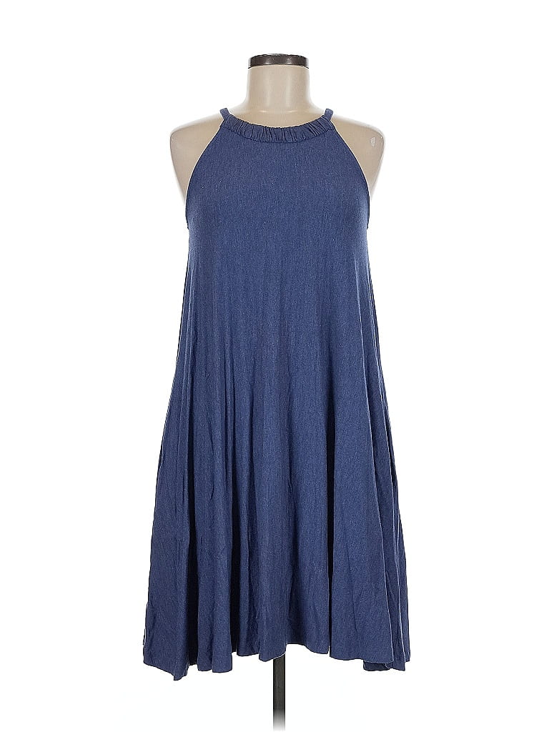 Chelsea & Theodore Solid Blue Casual Dress Size M - photo 1