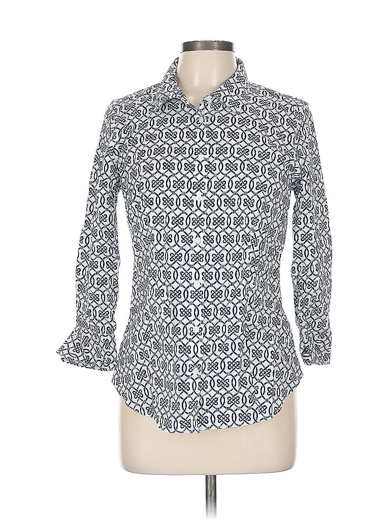 Pre-owned Talbots 3/4 Sleeve Button Down Shirt In Blue