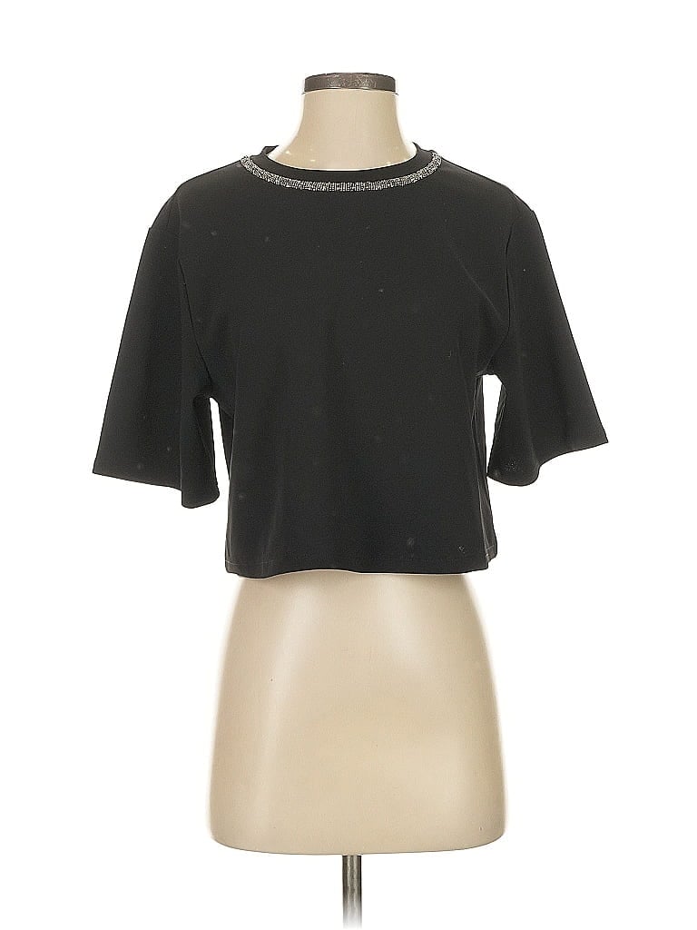 Pre-owned H&m Short Sleeve Top Black Keyhole Neckline Tops