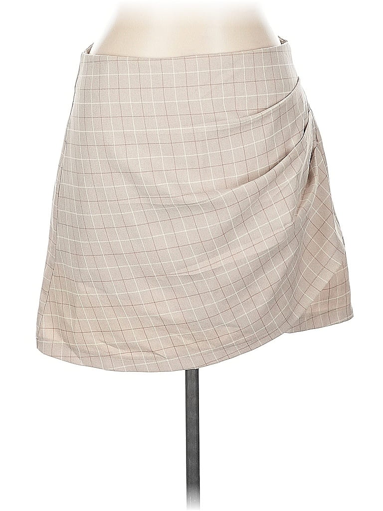 showpo Plaid Tan Casual Skirt Size 10 - photo 1