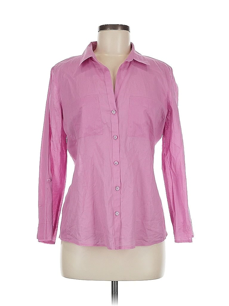 Ann Taylor Factory 100% Cotton Pink Long Sleeve Button-Down Shirt Size 8 - photo 1