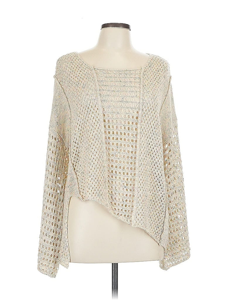 Pol 100% Polyester Metallic Ivory Cardigan Size L - photo 1
