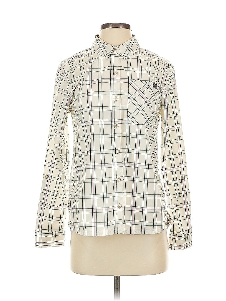 L.L.Bean 100% Polyester Argyle Ivory Long Sleeve Blouse Size XS - photo 1