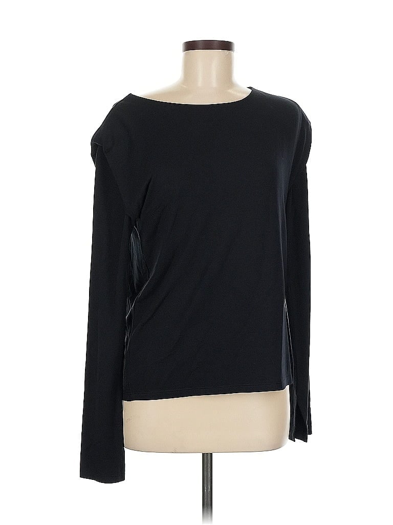 The Drop Long Sleeve Top Black Boatneck Tops