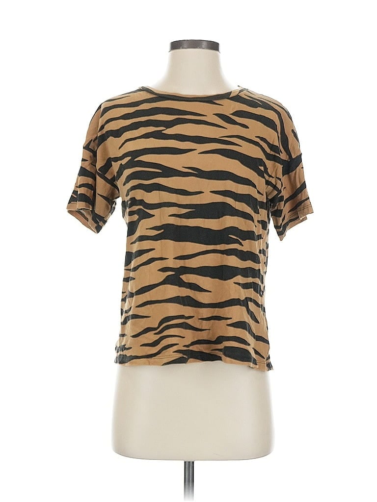 LNA 100% Cotton Animal Print Brown Short Sleeve T-Shirt Size XS - photo 1