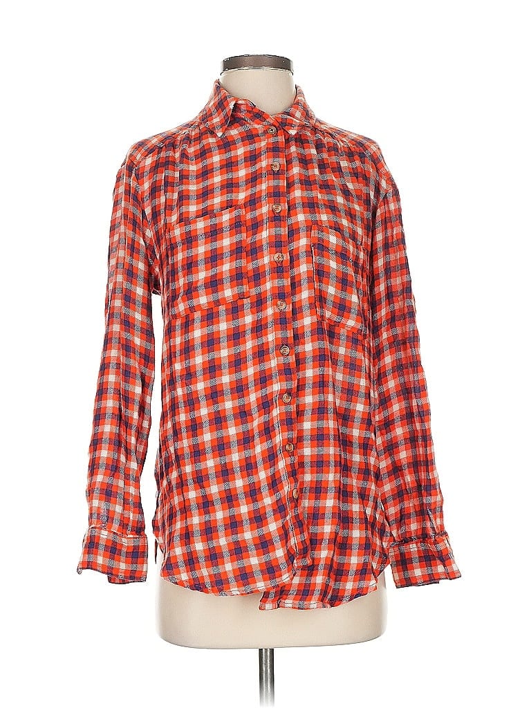 Pre-owned Pilcro Long Sleeve Button Down Shirt In Orange