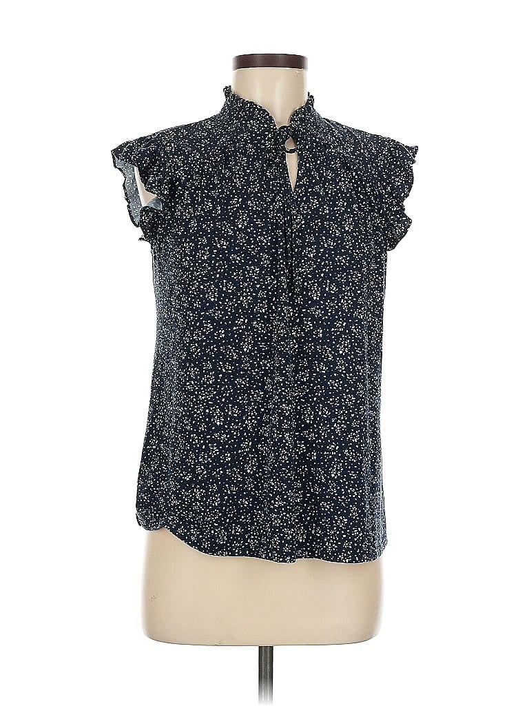 Pre-owned Adrianna Papell Short Sleeve Blouse In Blue