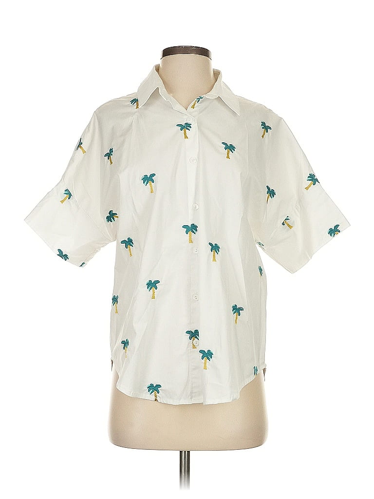 Pre-owned Unbranded Short Sleeve Button Down Shirt In White
