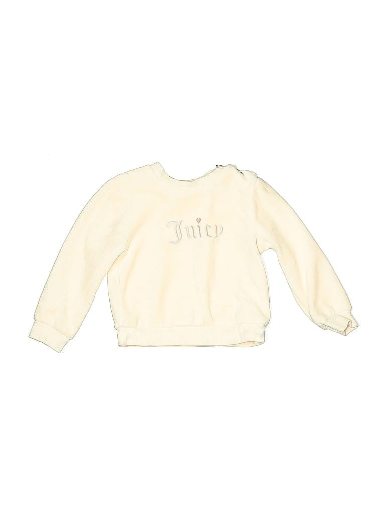 Pre-owned Juicy Couture Kids' Long Sleeve Top Ivory Crew Neck Tops In White