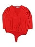 Eva Mendes by New York & Company Solid Red Bodysuit Size M - photo 1