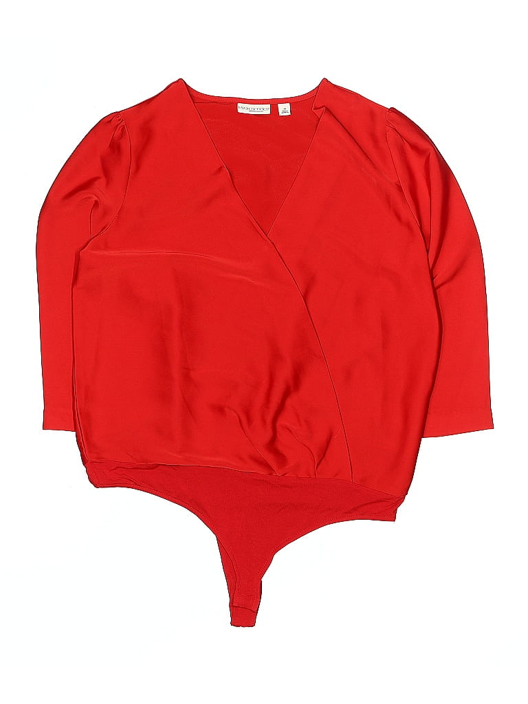 Eva Mendes by New York & Company Solid Red Bodysuit Size M - photo 1