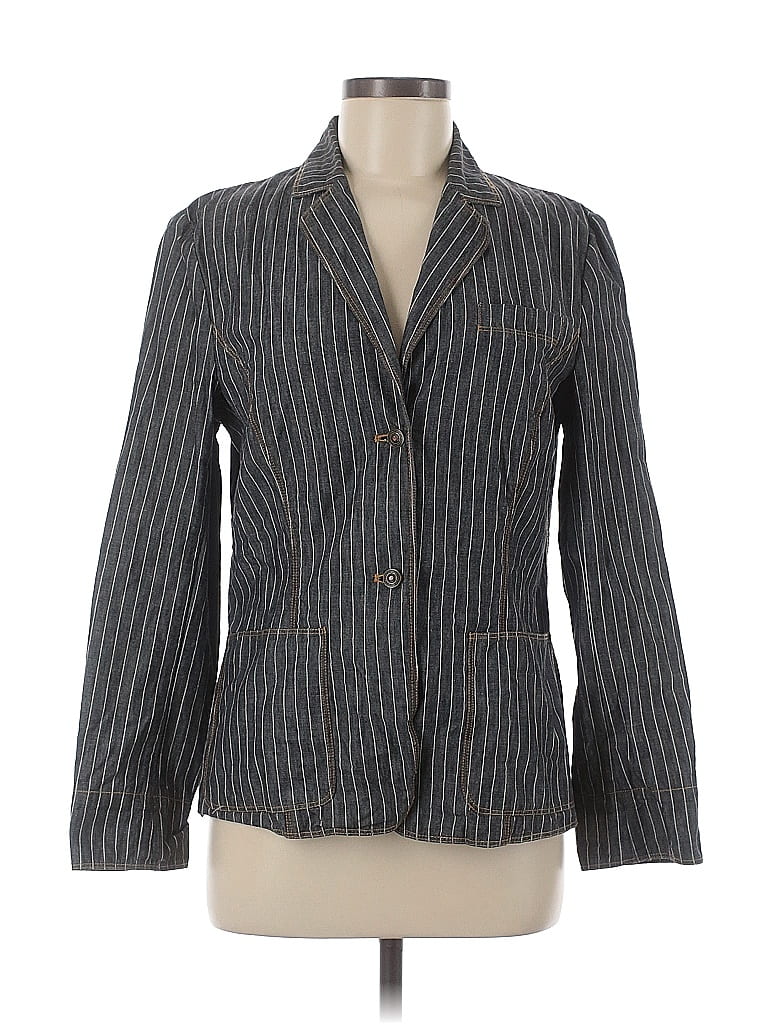 Spiegel 100% Cotton Stripes Gray Blazer Size 8 - photo 1