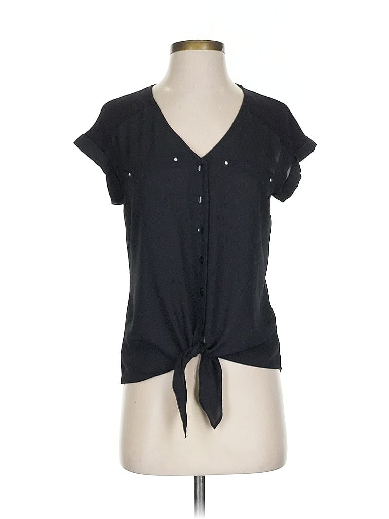 Pre-owned Fortune + Ivy Short Sleeve Blouse In Black
